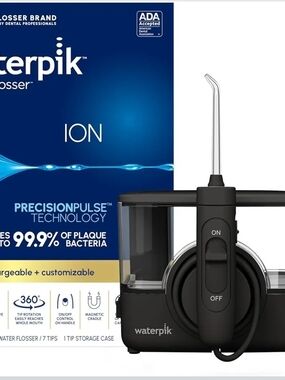 Waterpik ION Professional WF-12 Water Flosser Black Rechargeable 7 Tips